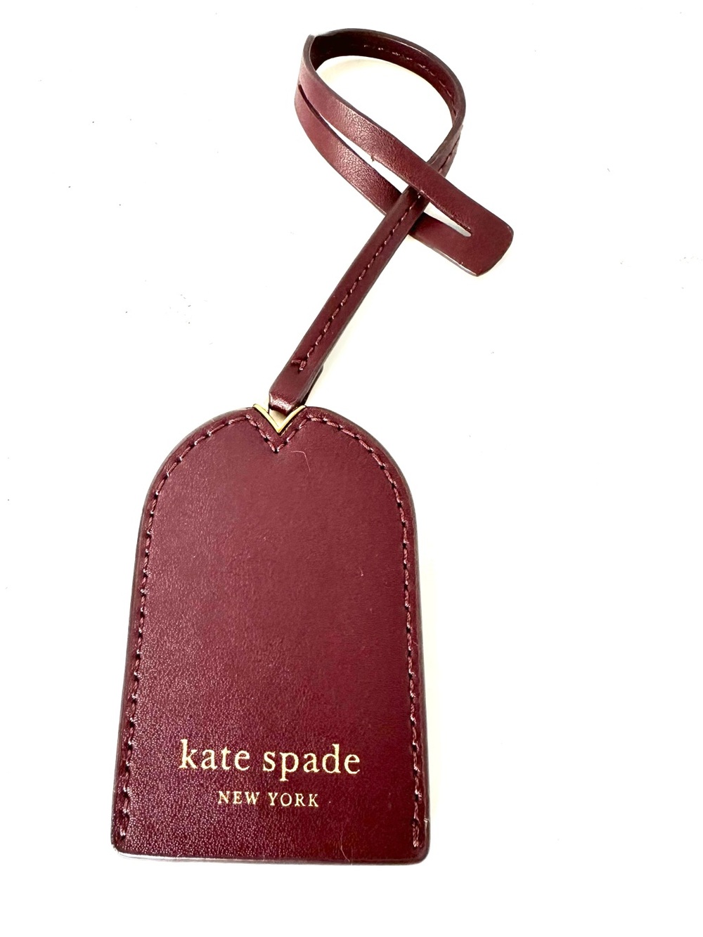 kate spade Burgundy Leather Luggage/Bag Tag with Gold Logo